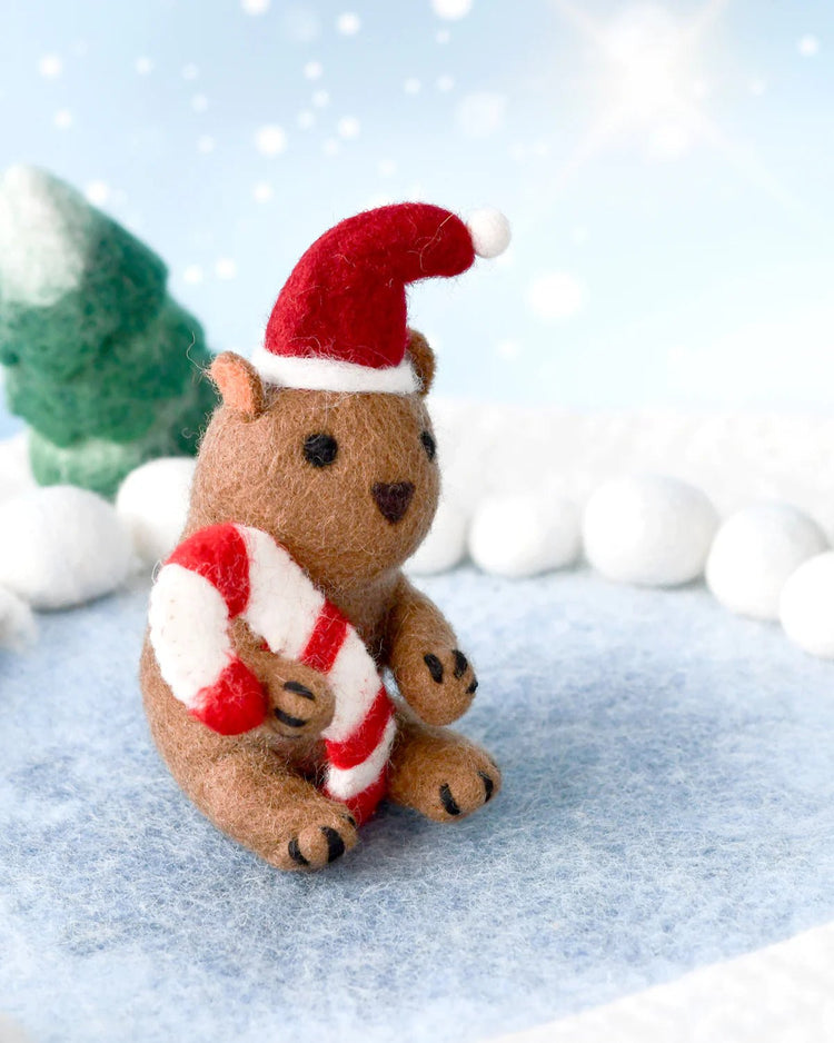 TARA TREASURES | FELT CHRISTMAS WOMBAT WITH CANDY CANE TOY by TARA TREASURES - The Playful Collective