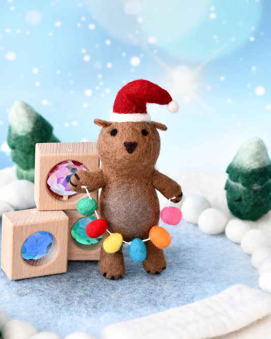 TARA TREASURES | FELT CHRISTMAS WOMBAT WITH FESTOON LIGHTS TOY by TARA TREASURES - The Playful Collective