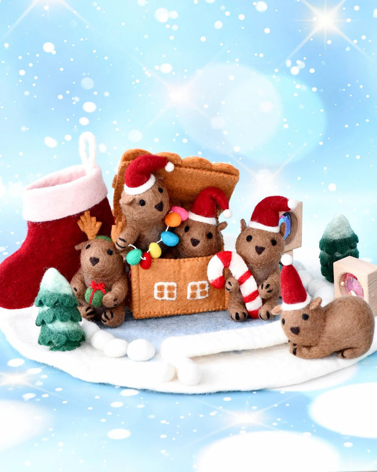 TARA TREASURES | FELT CHRISTMAS WOMBAT WITH FESTOON LIGHTS TOY by TARA TREASURES - The Playful Collective