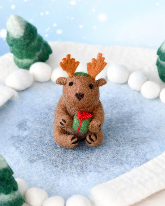 TARA TREASURES | FELT CHRISTMAS WOMBAT WITH PRESENT TOY by TARA TREASURES - The Playful Collective