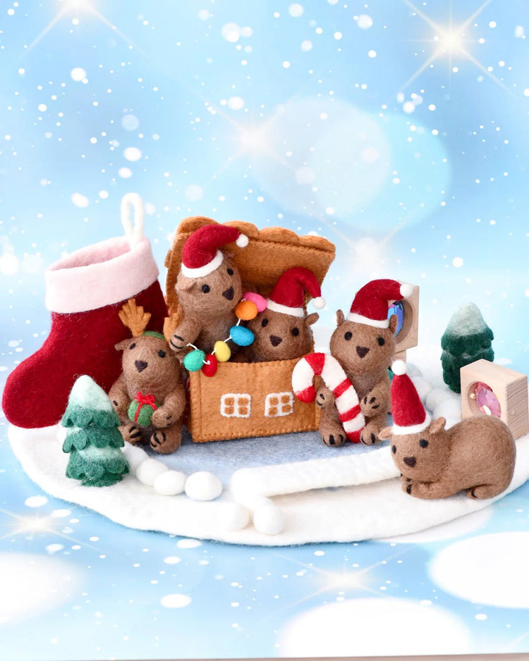 TARA TREASURES | FELT CHRISTMAS WOMBAT WITH PRESENT TOY by TARA TREASURES - The Playful Collective