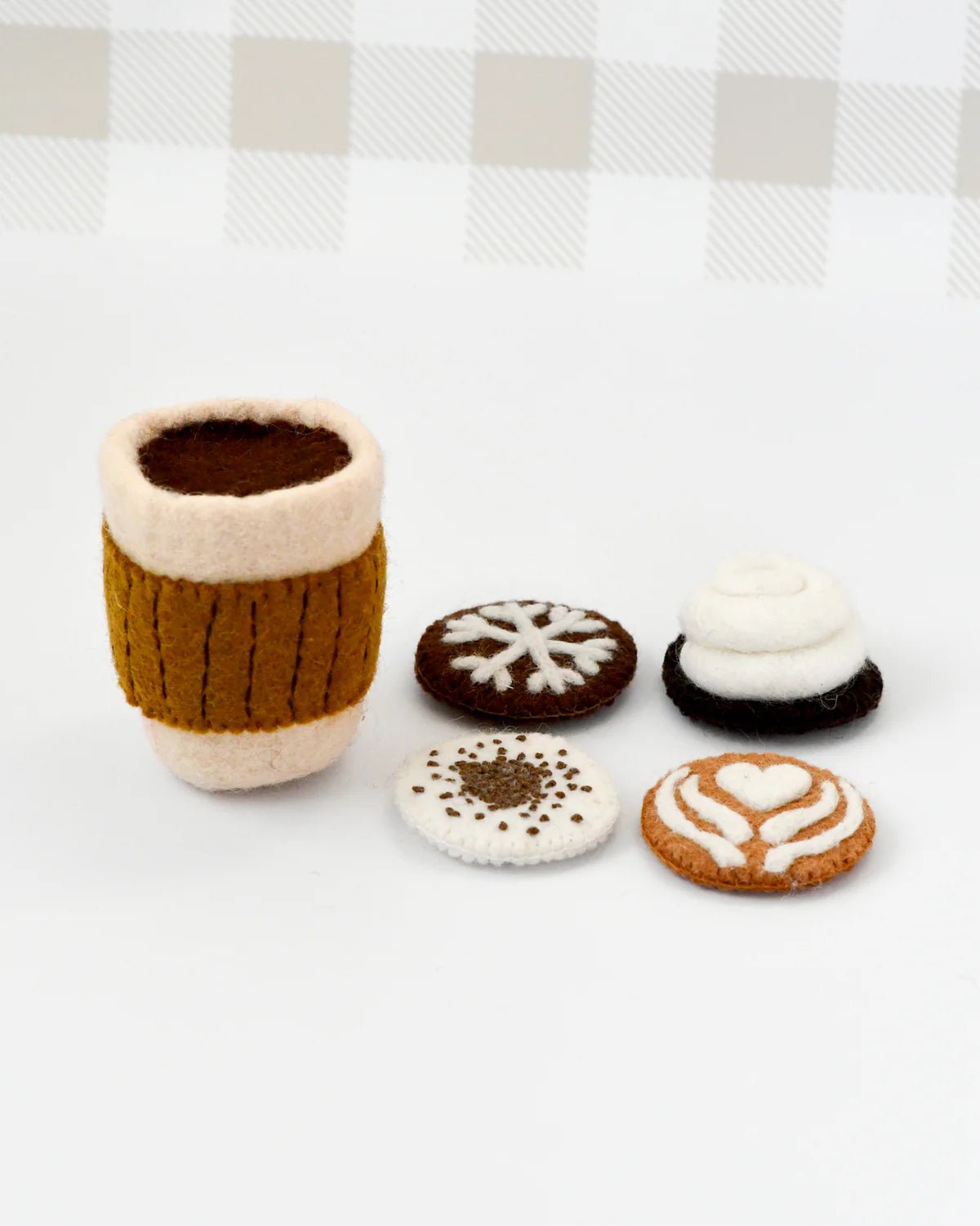 TARA TREASURES | FELT COFFEE CUP WITH INTERCHANGEABLE TOPPINGS by TARA TREASURES - The Playful Collective