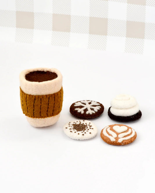 TARA TREASURES | FELT COFFEE CUP WITH INTERCHANGEABLE TOPPINGS by TARA TREASURES - The Playful Collective