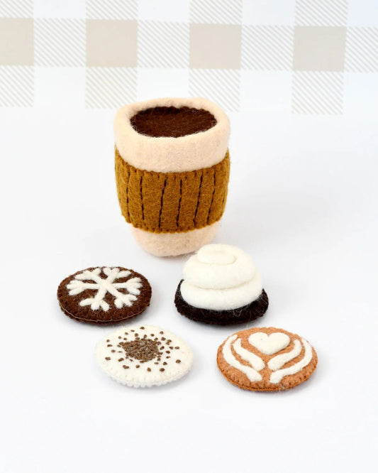 TARA TREASURES | FELT COFFEE CUP WITH INTERCHANGEABLE TOPPINGS by TARA TREASURES - The Playful Collective