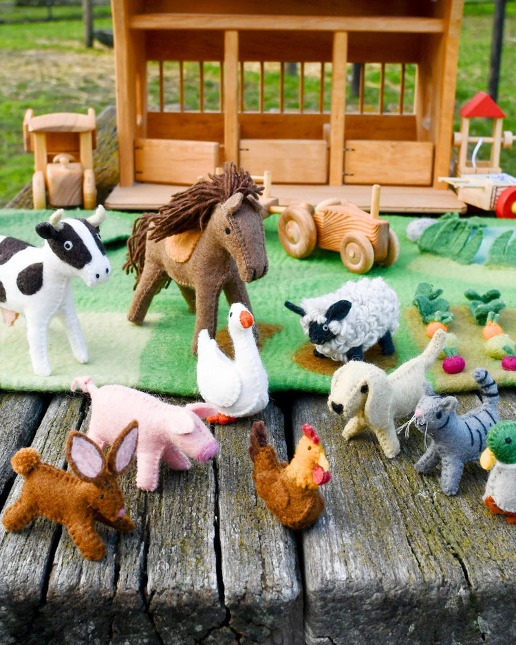 TARA TREASURES | FELT FARM ANIMALS TOY SET - SET OF 10 TOYS by TARA TREASURES - The Playful Collective