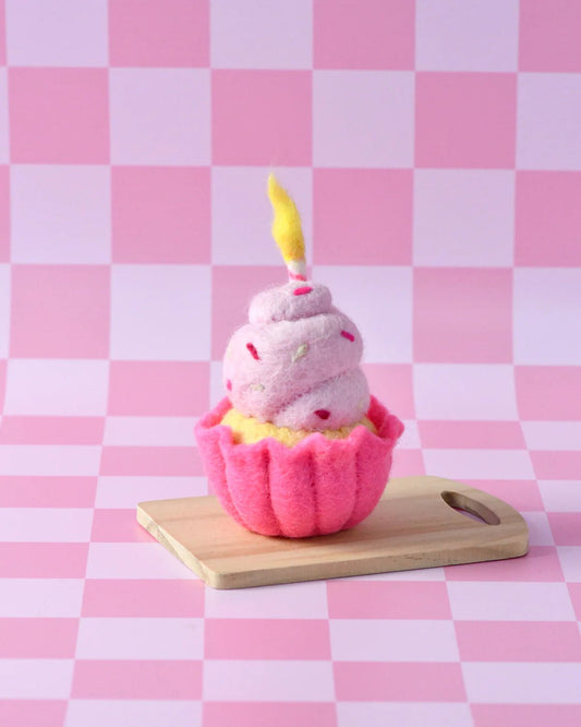 TARA TREASURES | FELT GIANT CUPCAKE - PINK VANILLA WITH CANDLE by TARA TREASURES - The Playful Collective