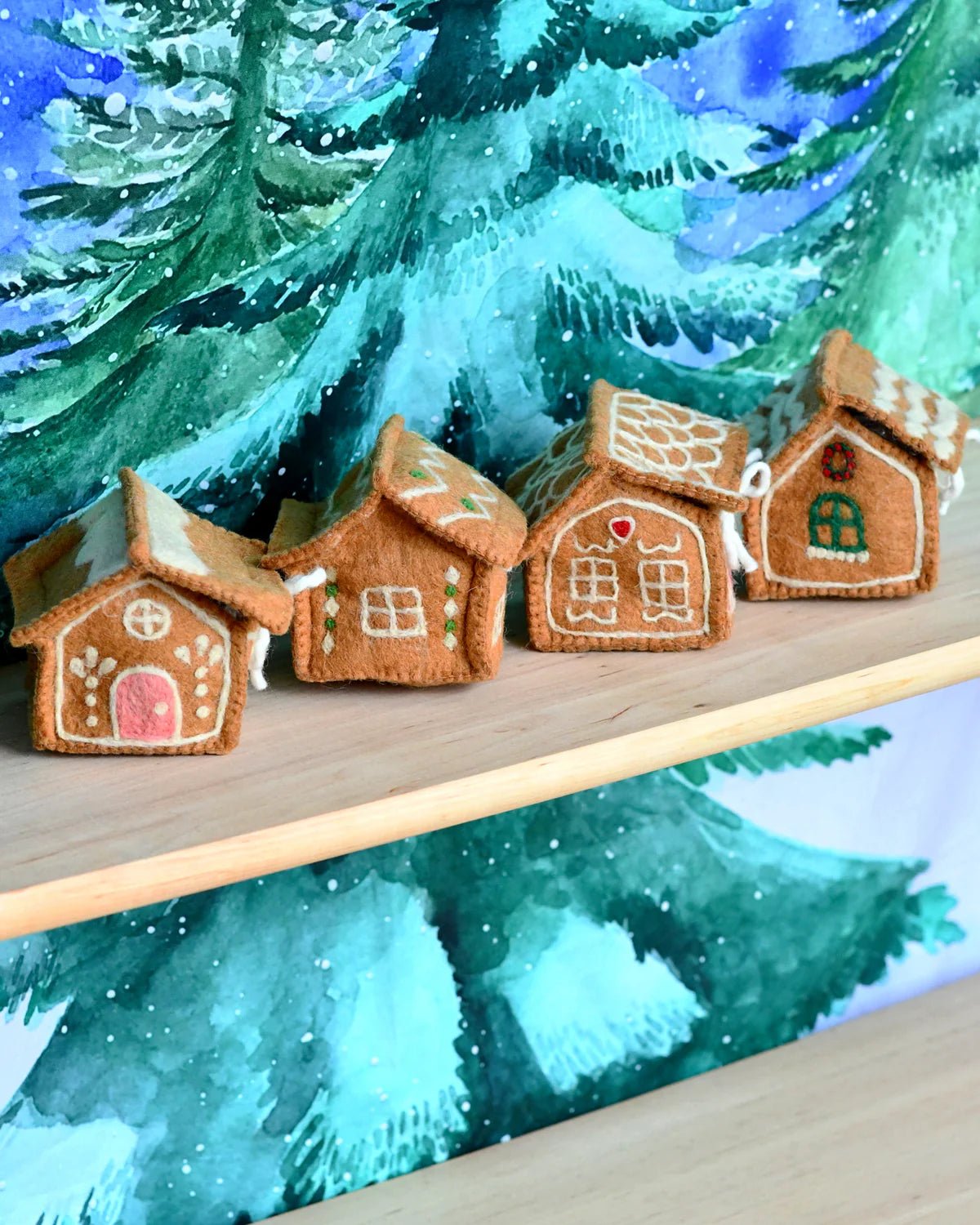 TARA TREASURES | FELT GINGERBREAD HOUSE - GREEN WINDOWS by TARA TREASURES - The Playful Collective