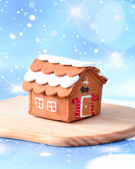 TARA TREASURES | FELT GINGERBREAD HOUSE WITH RED CANDY CANES by TARA TREASURES - The Playful Collective