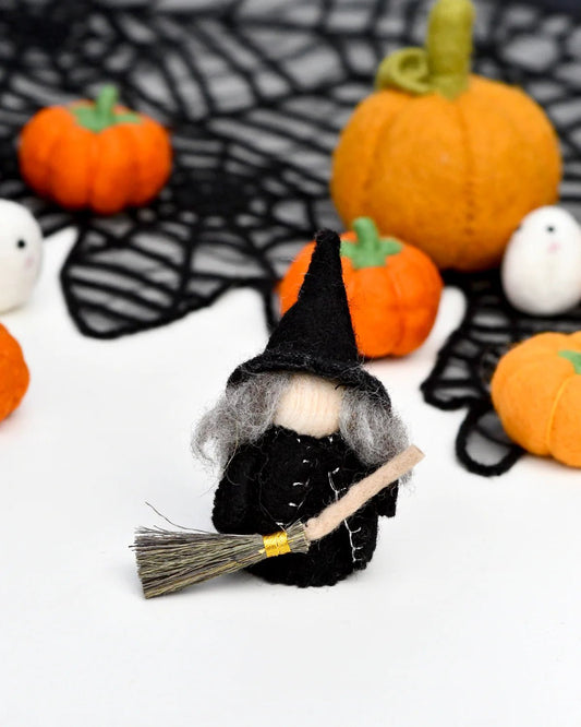 TARA TREASURES | FELT GRAND HIGH WITCH WITH BROOM PEG DOLL by TARA TREASURES - The Playful Collective