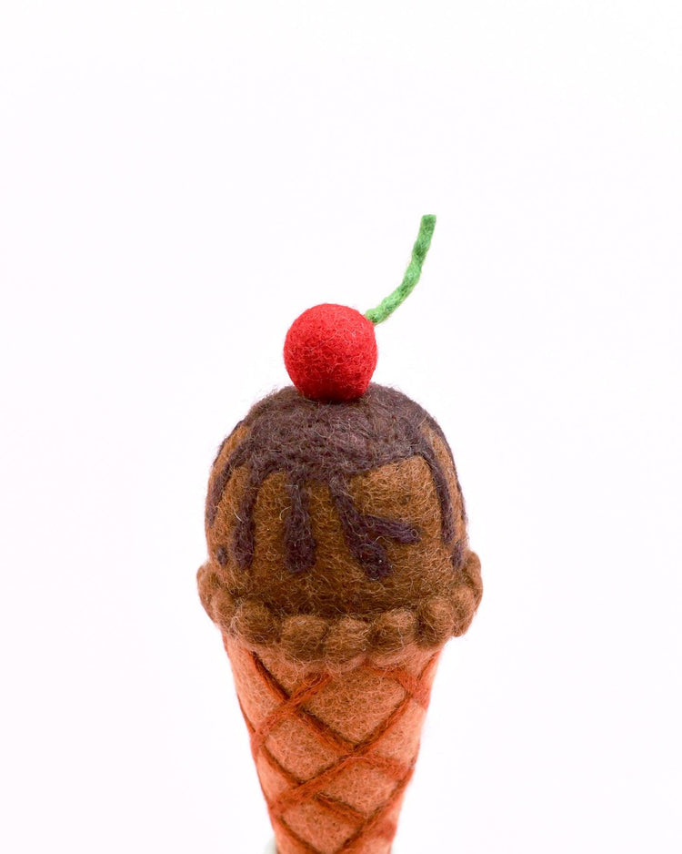 TARA TREASURES | FELT ICE CREAM CONE (MULTIPLE FLAVOURS) *PRE-ORDER* DOUBLE CHOCOLATE WITH CHERRY by TARA TREASURES - The Playful Collective