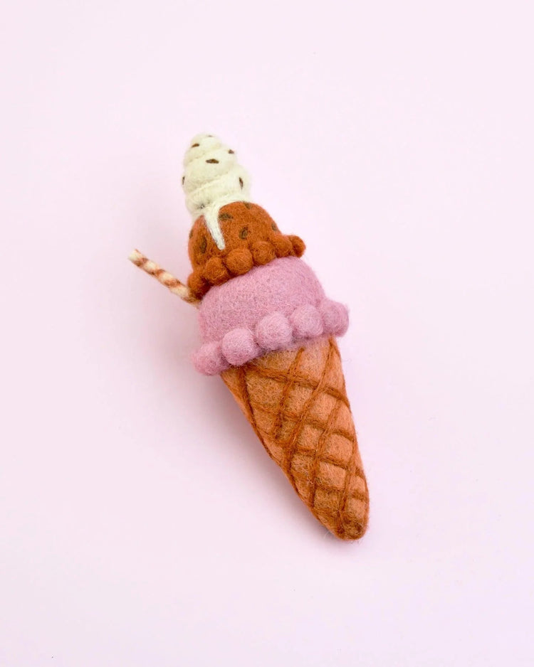 TARA TREASURES | FELT ICE CREAM CONE (MULTIPLE FLAVOURS) *PRE-ORDER* NEAPOLITAN (HARLEQUIN) by TARA TREASURES - The Playful Collective