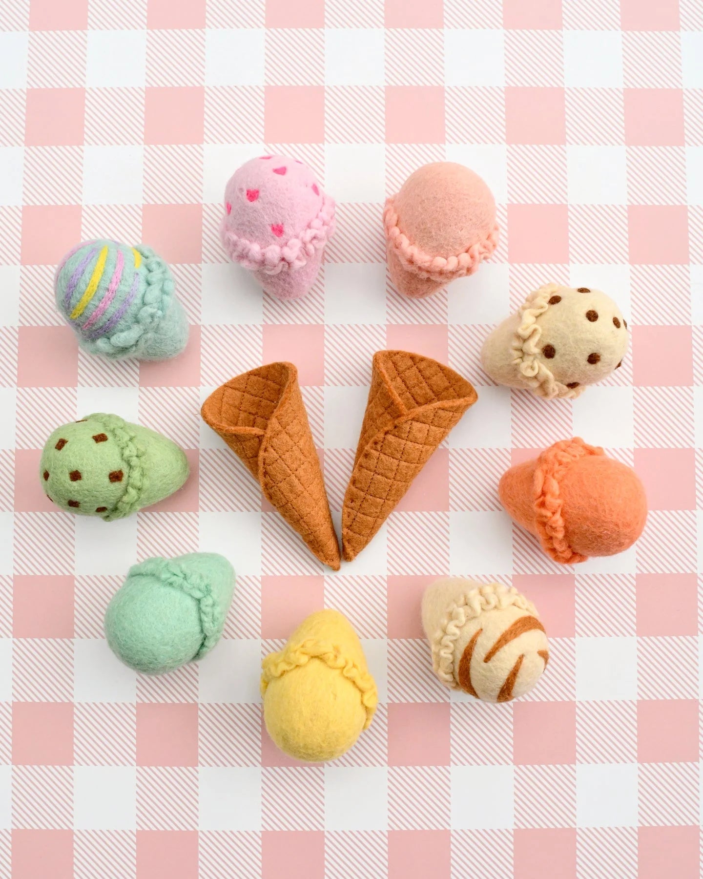 TARA TREASURES | FELT ICE CREAM SET - WAFFLE CONES & 9 ICE CREAM SCOOPS *PRE-ORDER* by TARA TREASURES - The Playful Collective