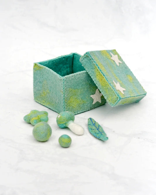 TARA TREASURES | FELT MINT BLUE MAGIC BOX WITH SMALL PARTS by TARA TREASURES - The Playful Collective