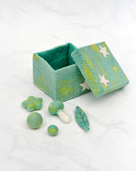 TARA TREASURES | FELT MINT BLUE MAGIC BOX WITH SMALL PARTS by TARA TREASURES - The Playful Collective