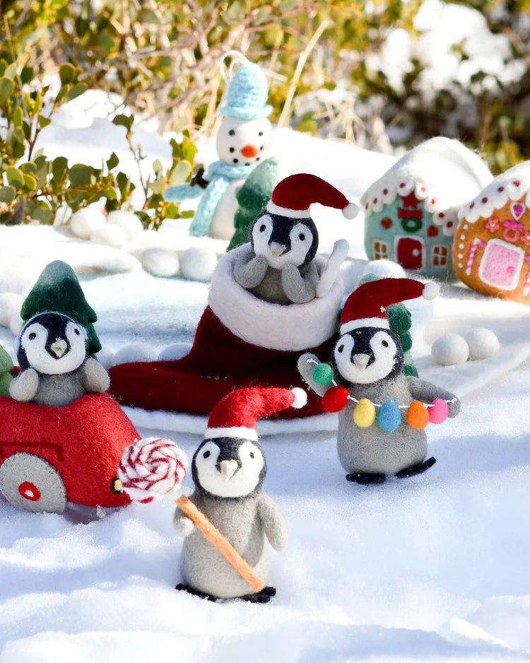 TARA TREASURES | FELT PENGUIN IN TOY CAR WITH CHRISTMAS TREE TOY *PRE - ORDER* by TARA TREASURES - The Playful Collective