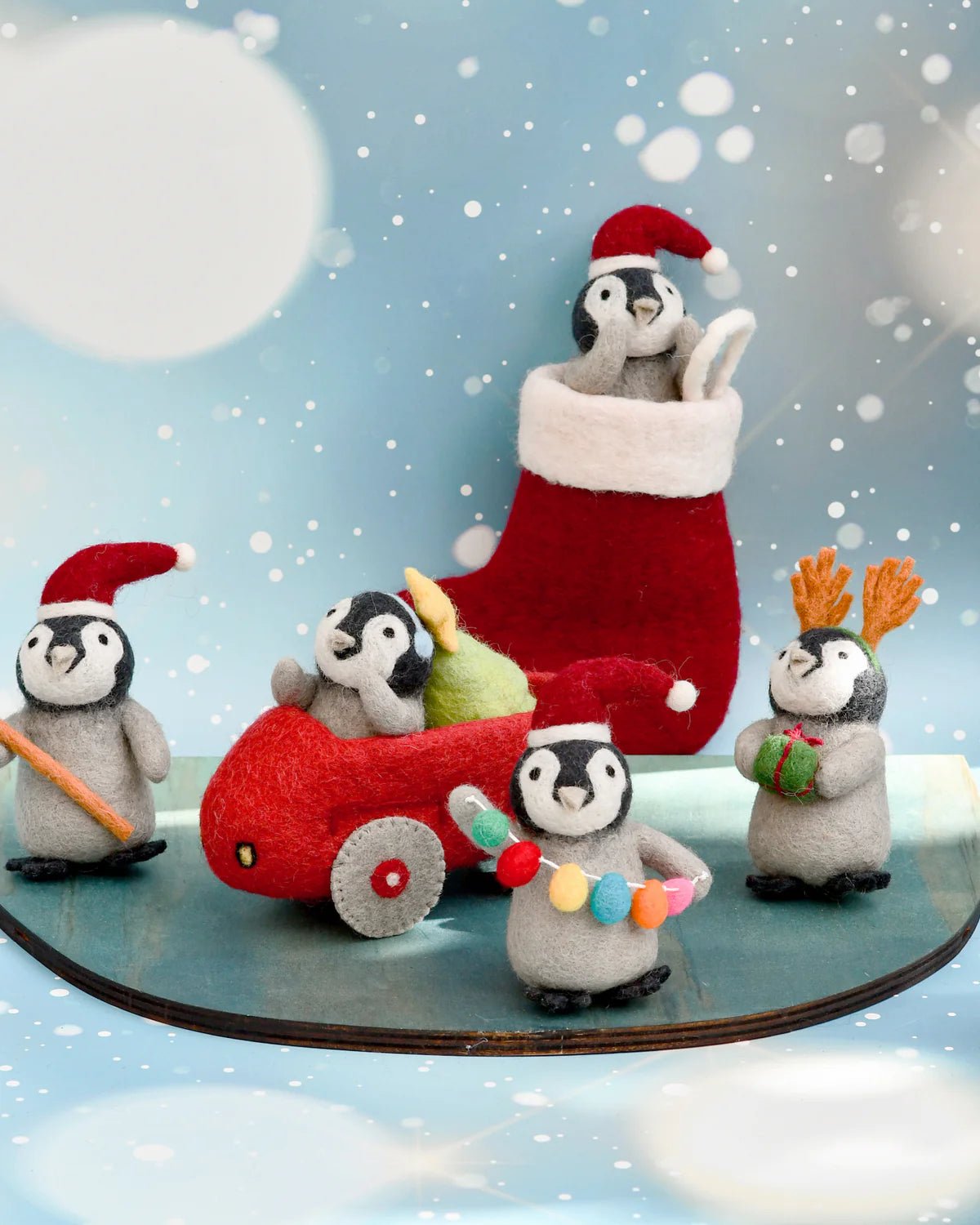 TARA TREASURES | FELT PENGUIN IN TOY CAR WITH CHRISTMAS TREE TOY *PRE - ORDER* by TARA TREASURES - The Playful Collective