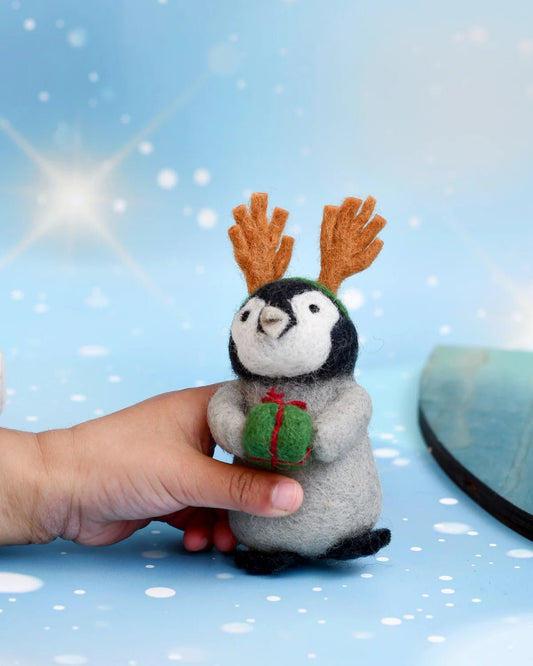 TARA TREASURES | FELT PENGUIN WITH PRESENT CHRISTMAS TOY *PRE - ORDER* by TARA TREASURES - The Playful Collective