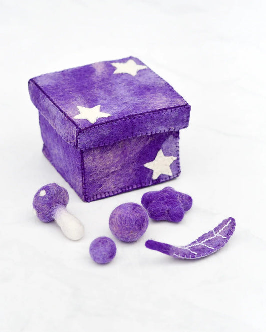 TARA TREASURES | FELT PURPLE MAGIC BOX WITH SMALL PARTS by TARA TREASURES - The Playful Collective