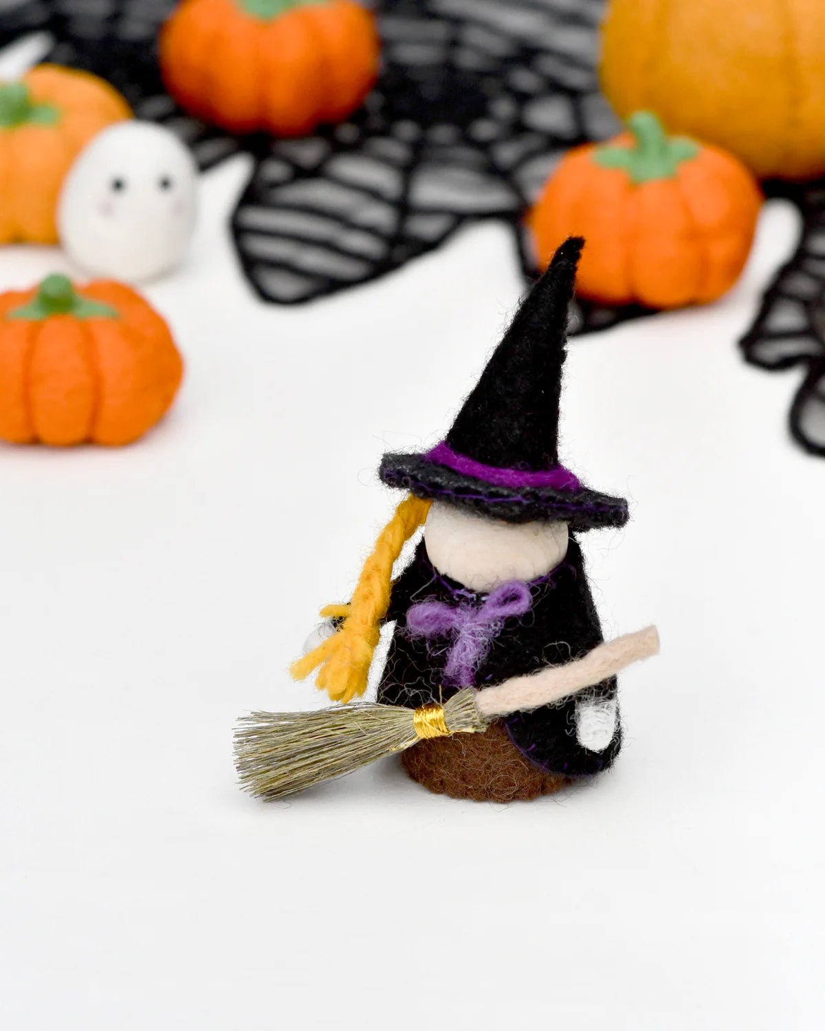 TARA TREASURES | FELT WITCH WITH BROOM PEG DOLL by TARA TREASURES - The Playful Collective