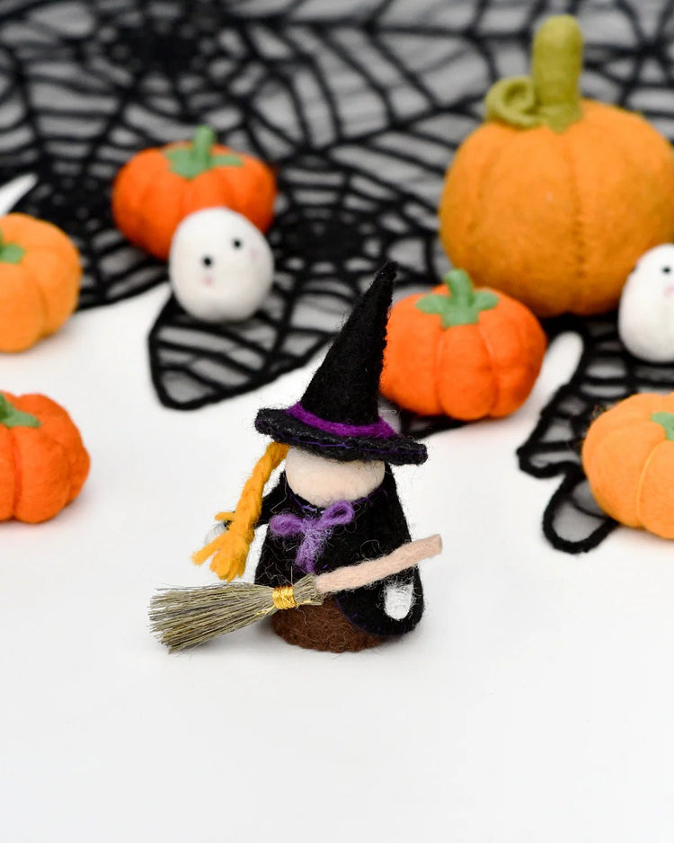 TARA TREASURES | FELT WITCH WITH BROOM PEG DOLL by TARA TREASURES - The Playful Collective