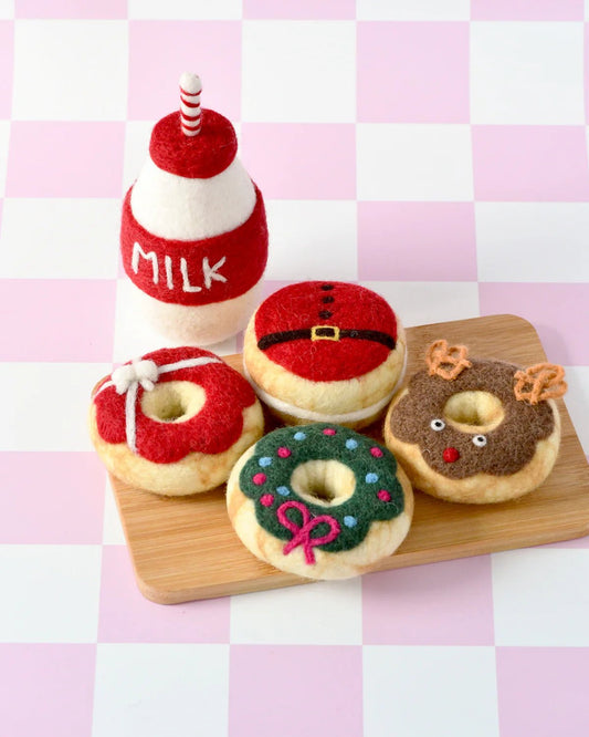 TARA TREASURES | MAGICAL CHRISTMAS PLAY FOOD SET - SANTA'S MILK AND 4 CHRISTMAS DONUTS by TARA TREASURES - The Playful Collective