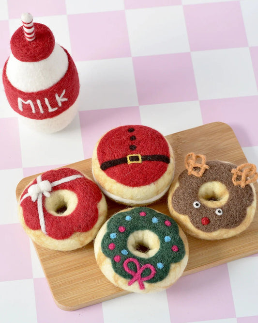 TARA TREASURES | MAGICAL CHRISTMAS PLAY FOOD SET - SANTA'S MILK AND 4 CHRISTMAS DONUTS by TARA TREASURES - The Playful Collective