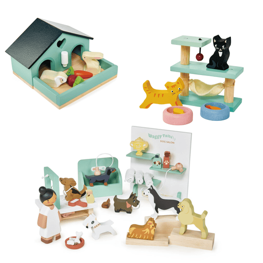 TENDER LEAF TOYS | WAGGY TAILS DOG SALON, PET CAT SET & PET RABBIT & GUINEA PIG SET BUNDLE by TENDER LEAF TOYS - The Playful Collective