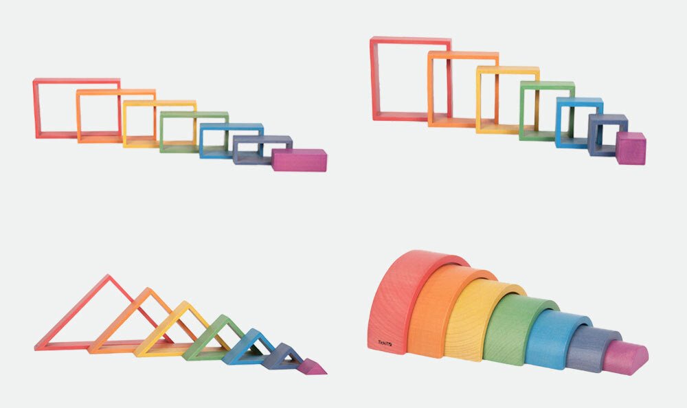 TICKIT | WOODEN ARCHITECT SHAPES SET OF 52 (RAINBOW & NATURAL SETS COMBINED) by TICKIT - The Playful Collective