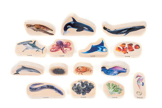 TICKIT | WOODEN SEA LIFE BLOCKS - 15PCS by TICKIT - The Playful Collective