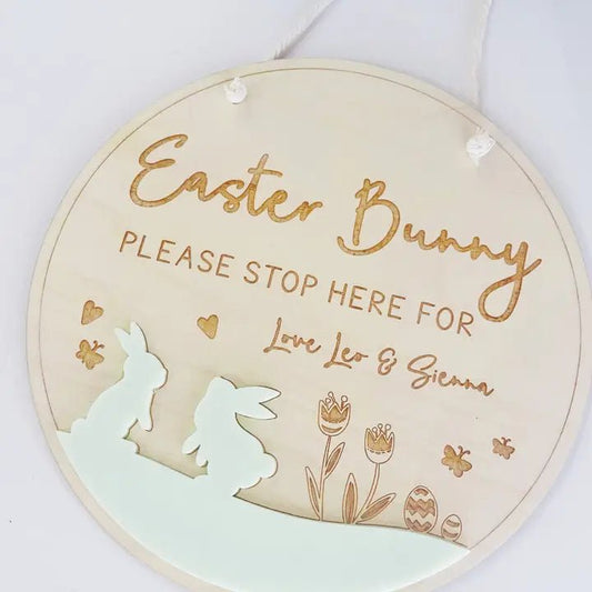 TIMBER TINKERS | EASTER BUNNY PLEASE STOP HERE SIGN by TIMBER TINKERS - The Playful Collective