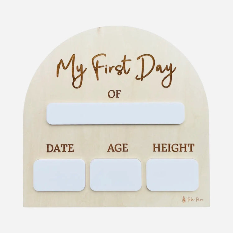 TIMBER TINKERS | FIRST DAY OF SCHOOL BOARD - ARCHED Whiteboard by TIMBER TINKERS - The Playful Collective