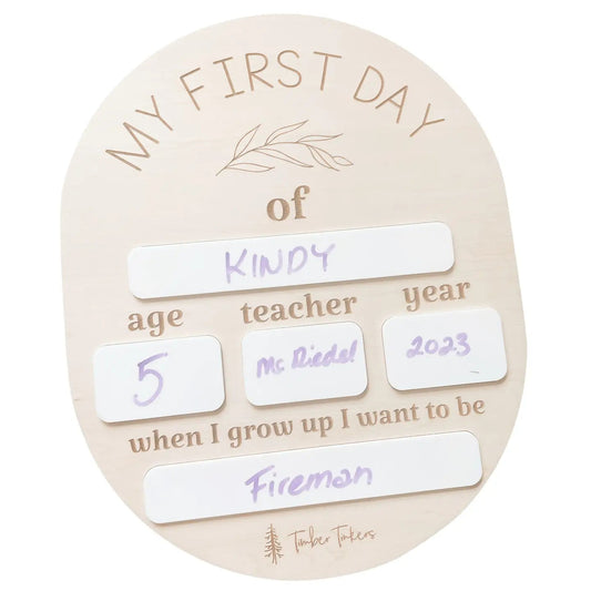 TIMBER TINKERS | FIRST DAY OF SCHOOL BOARD - OVAL Whiteboard by TIMBER TINKERS - The Playful Collective
