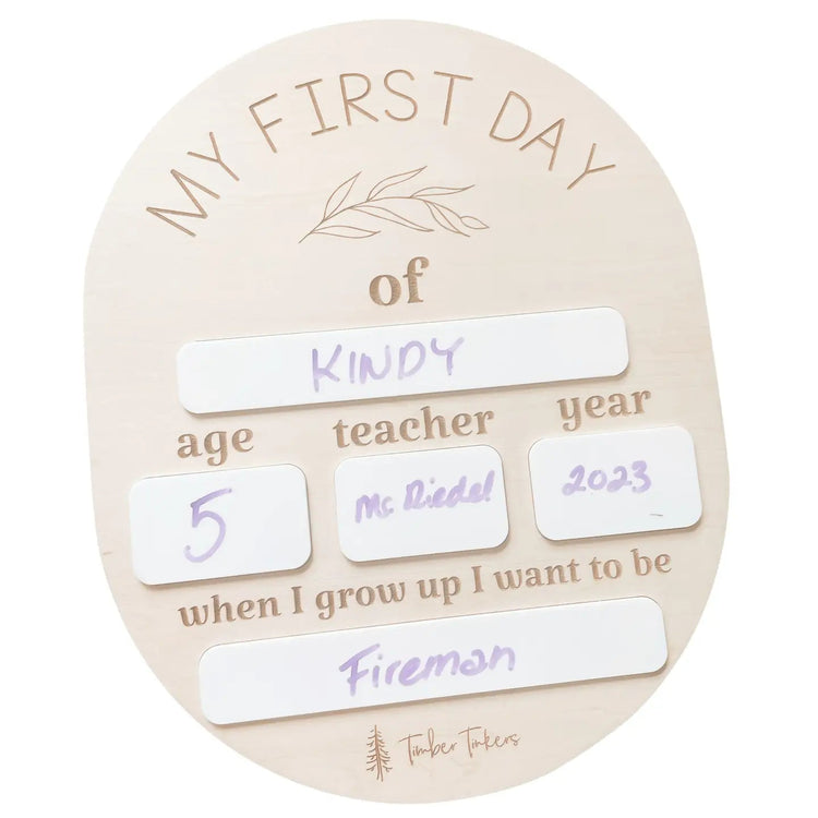 TIMBER TINKERS | FIRST DAY OF SCHOOL BOARD - OVAL Whiteboard by TIMBER TINKERS - The Playful Collective