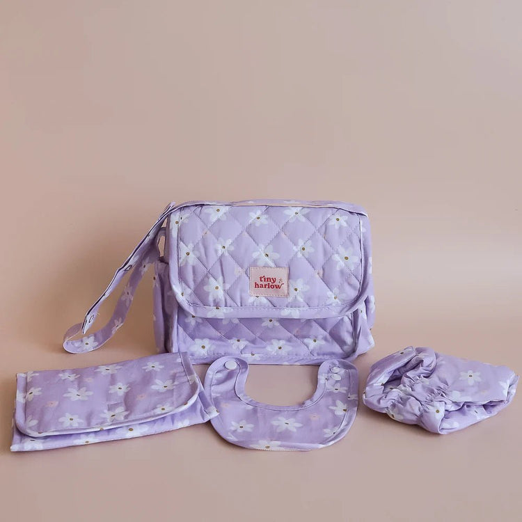 TINY HARLOW | CONVERTIBLE DOLL'S NAPPY BAG SET - LILAC DAISY *PRE - ORDER* by TINY HARLOW - The Playful Collective