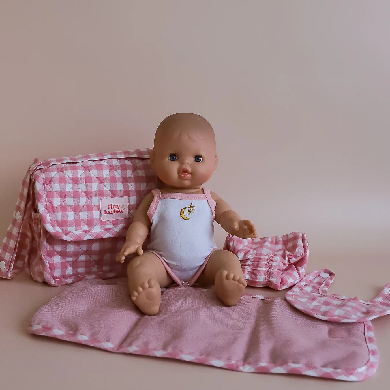 TINY HARLOW | CONVERTIBLE DOLL'S NAPPY BAG SET - PINK GINGHAM *PRE - ORDER* by TINY HARLOW - The Playful Collective