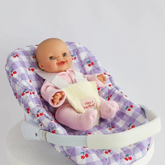 TINY HARLOW | DOLL CAR SEAT / CAPSULE - LILAC CHERRY GINGHAM by TINY HARLOW - The Playful Collective