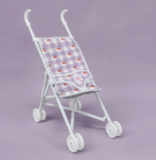 TINY HARLOW | FOLDING DOLL'S STROLLER 2.0 - LILAC GINGHAM CHERRY *PRE-ORDER* by TINY HARLOW - The Playful Collective