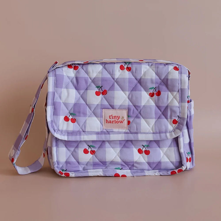 TINY HARLOW | TINY NURTURER'S GIFT PACK - NAPPY BAG, MAGIC MILK & BABY CEREAL - LILAC GINGHAM CHERRY by TINY HARLOW - The Playful Collective