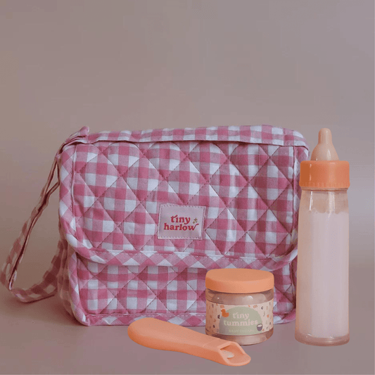 TINY HARLOW | TINY NURTURER'S GIFT PACK - NAPPY BAG, MAGIC MILK & BABY CEREAL - PINK GINGHAM by TINY HARLOW - The Playful Collective