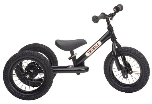 TRYBIKE | STEEL 2-IN-1 TRICYCLE & BALANCE BIKE - BLACK WITH HANDLEBAR BAG *NEW - PRE-ORDER NOW!* by TRYBIKE - The Playful Collective