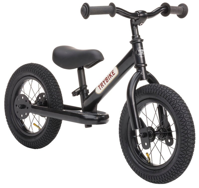 TRYBIKE | STEEL 2-IN-1 TRICYCLE & BALANCE BIKE - BLACK WITH HANDLEBAR BASKET by TRYBIKE - The Playful Collective