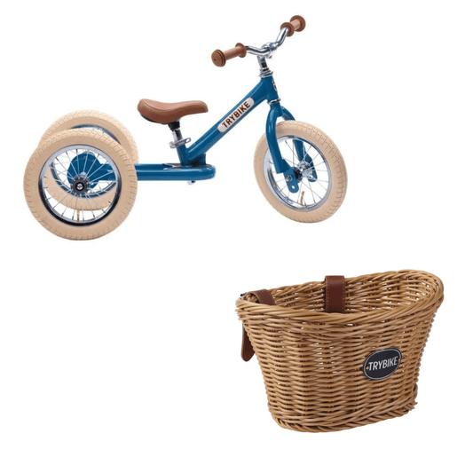 TRYBIKE | STEEL 2-IN-1 TRICYCLE & BALANCE BIKE - BLUE WITH HANDLEBAR BASKET by TRYBIKE - The Playful Collective
