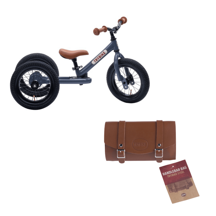 TRYBIKE | STEEL 2-IN-1 TRICYCLE & BALANCE BIKE - GREY WITH HANDLEBAR BAG *NEW - PRE-ORDER NOW!* by TRYBIKE - The Playful Collective