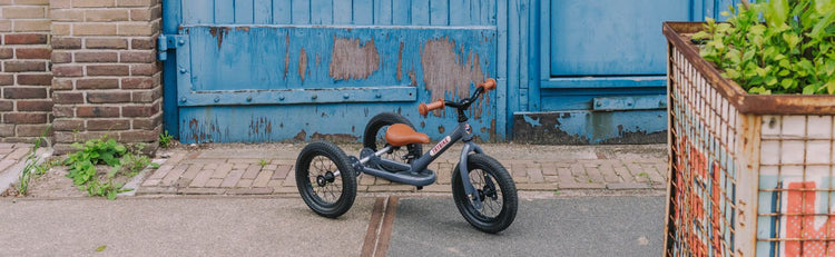 TRYBIKE | STEEL 2-IN-1 TRICYCLE & BALANCE BIKE - GREY WITH HANDLEBAR BASKET by TRYBIKE - The Playful Collective