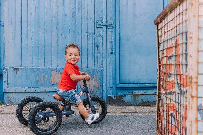 TRYBIKE | STEEL 2-IN-1 TRICYCLE & BALANCE BIKE - GREY WITH HANDLEBAR BASKET by TRYBIKE - The Playful Collective