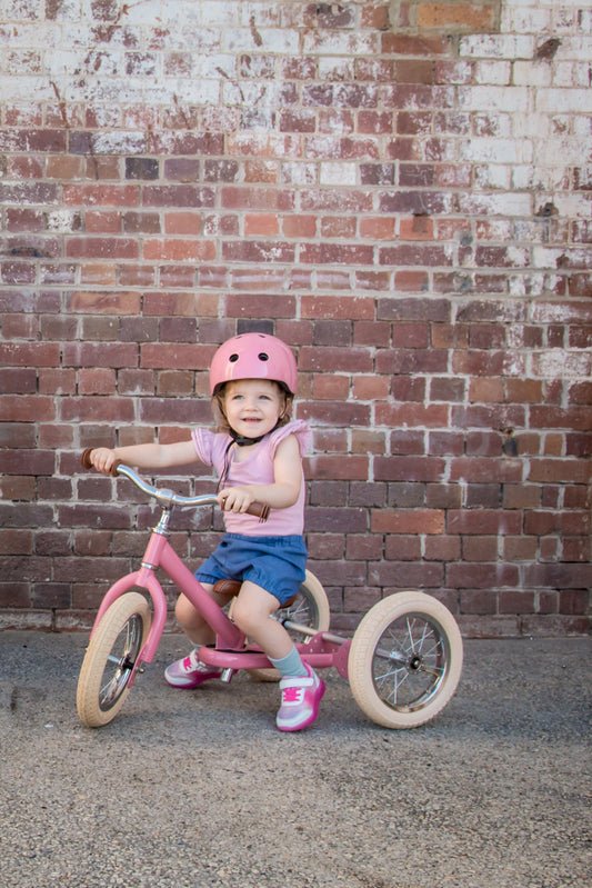 TRYBIKE | STEEL 2 - IN - 1 TRICYCLE & BALANCE BIKE & HELMET BUNDLE BlackPink by TRYBIKE - The Playful Collective