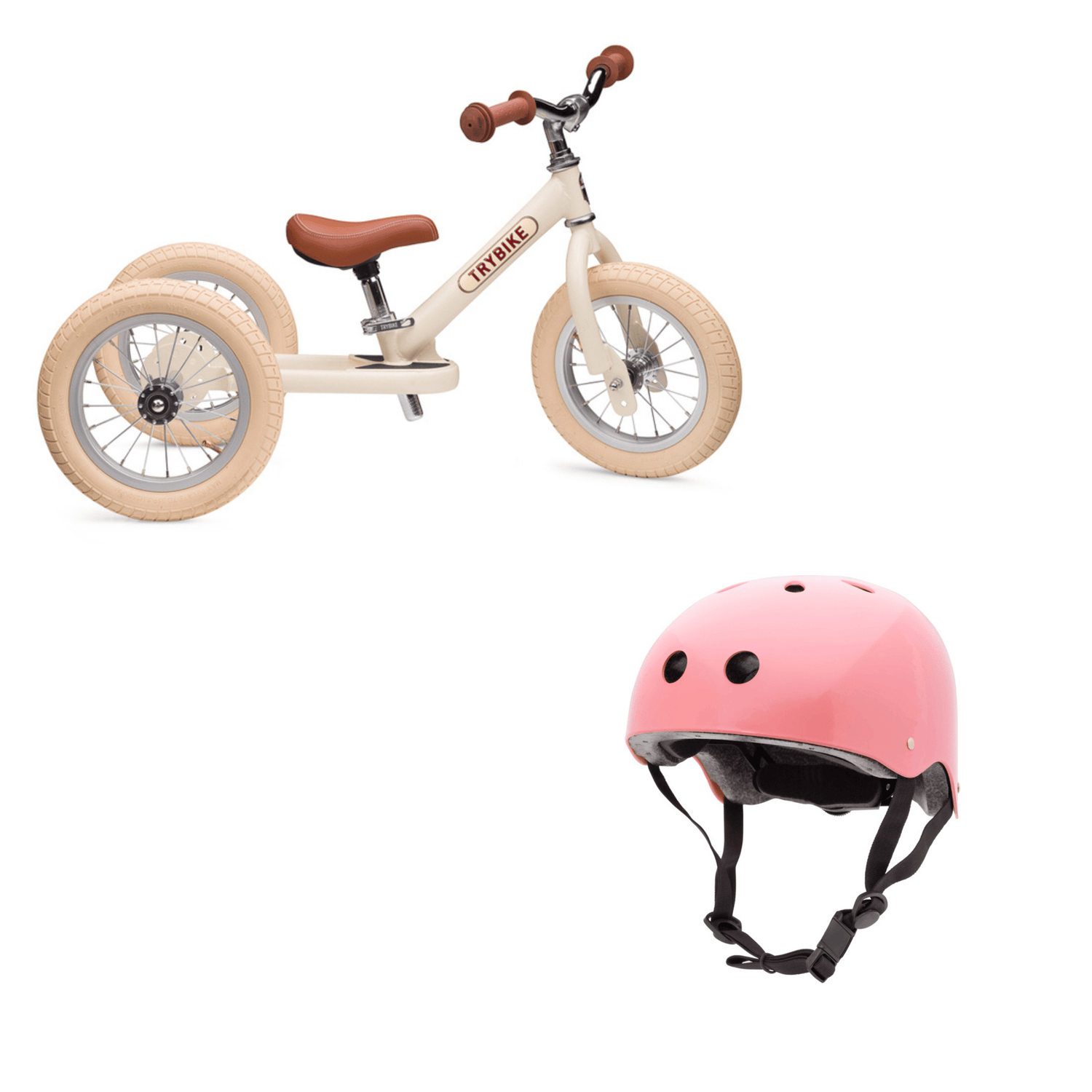 TRYBIKE | STEEL 2 - IN - 1 TRICYCLE & BALANCE BIKE & HELMET BUNDLE BlackPink by TRYBIKE - The Playful Collective