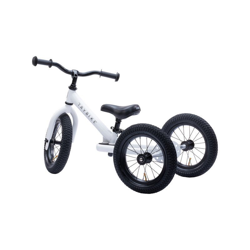 TRYBIKE | STEEL 2-IN-1 TRICYCLE & BALANCE BIKE - WHITE WITH HANDLEBAR BAG *NEW - PRE-ORDER NOW* by TRYBIKE - The Playful Collective