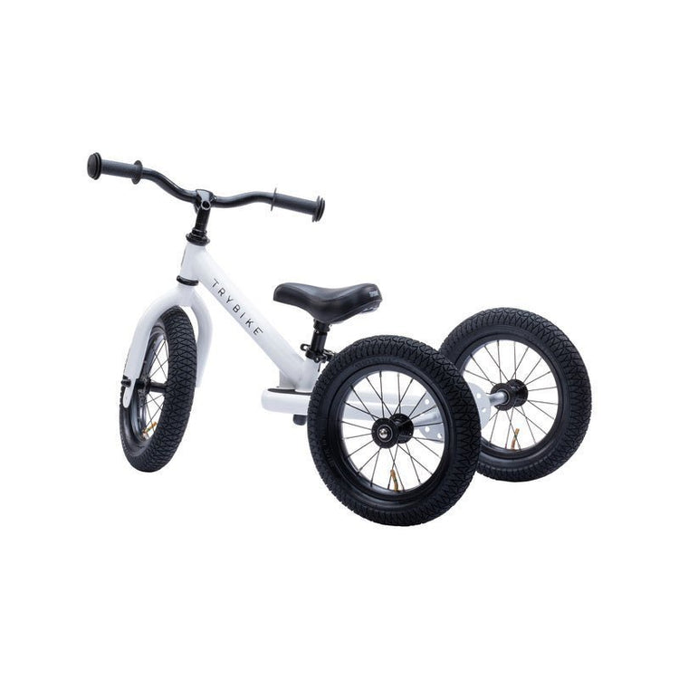 TRYBIKE | STEEL 2-IN-1 TRICYCLE & BALANCE BIKE - WHITE WITH HANDLEBAR BASKET by TRYBIKE - The Playful Collective