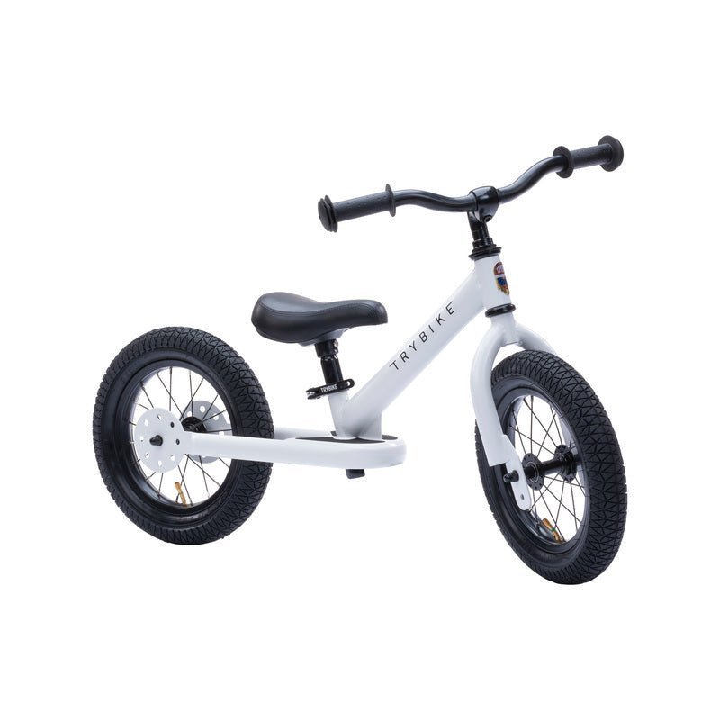 TRYBIKE | STEEL 2-IN-1 TRICYCLE & BALANCE BIKE - WHITE WITH HANDLEBAR BASKET by TRYBIKE - The Playful Collective